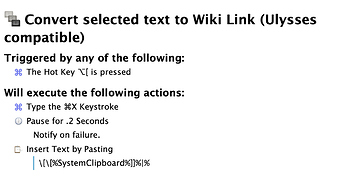 Convert selected text to Ulysses-compatible Wiki-link