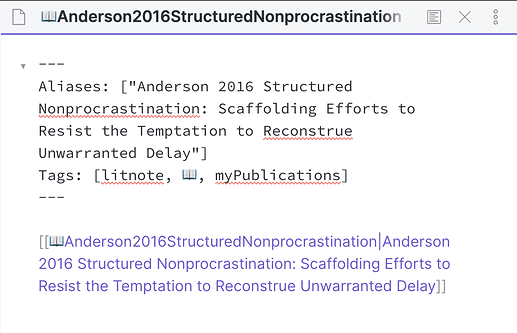 Using aliases for full titles of literature notes