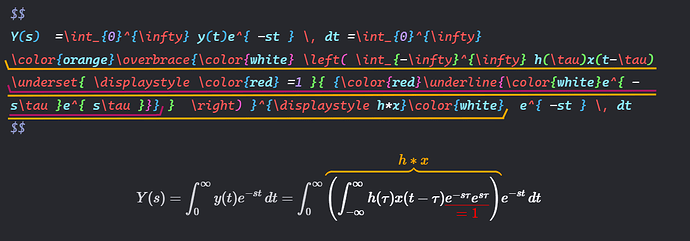 With code: Orange highlight covering verbrace, red hightlight covering underline