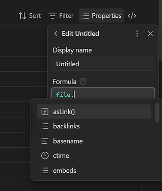 Bases formula editor "file" options