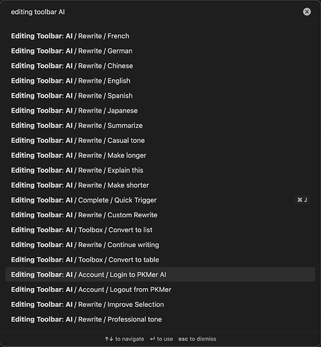 Editing toolbar