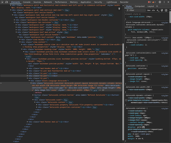 datacards - selector specificity