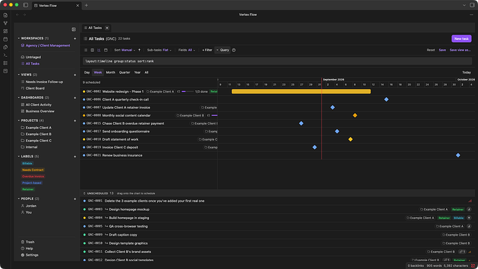 Timeline View Layout (Dark)