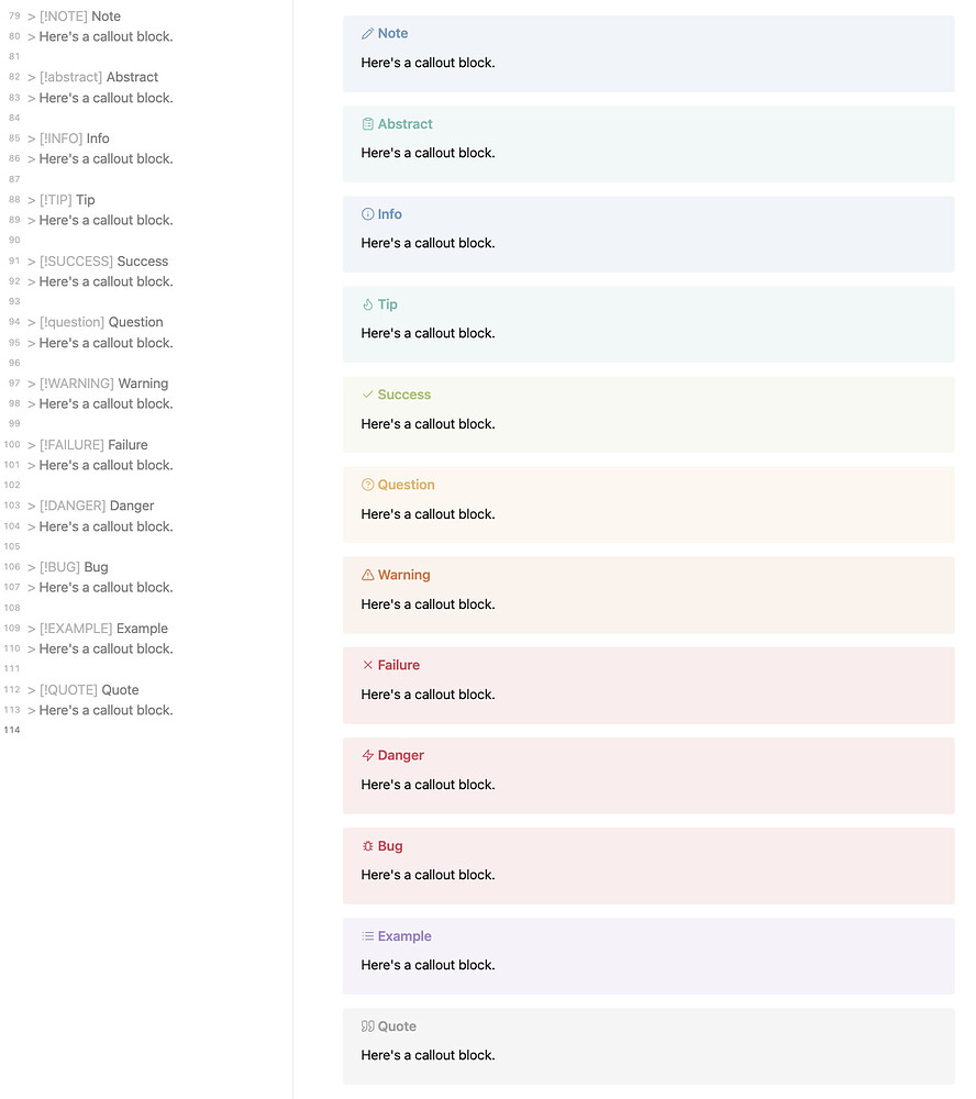 Callouts not displayed as seen in the help document - Help - Obsidian Forum