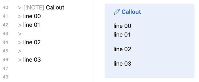 blank lines in callouts