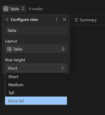 set the base table row height