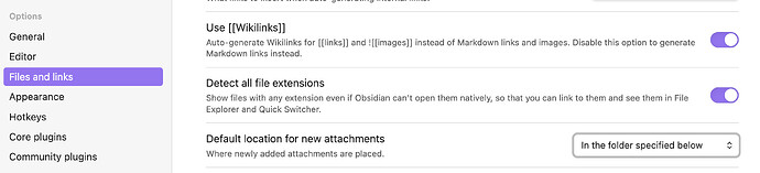 attachment settings