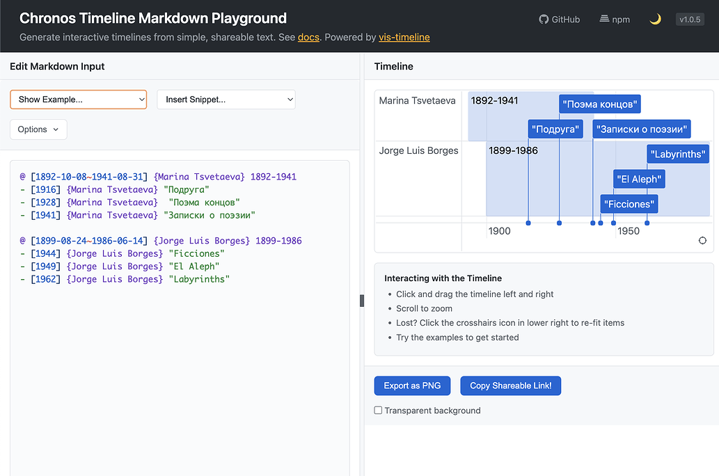 Plugin: Chronos Timeline - interactive timelines from Markdown - Share ...