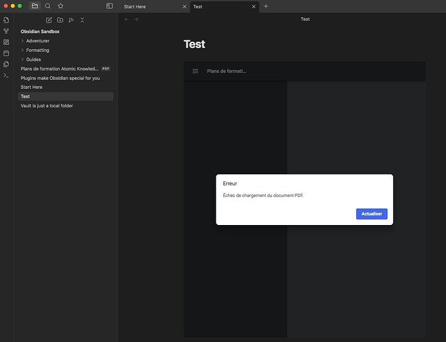 Obsidian Sandbox PDF Failed