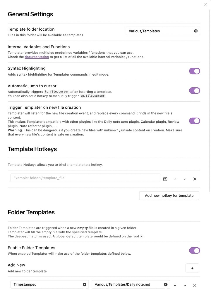 Templater code in daily note template doesn't create new