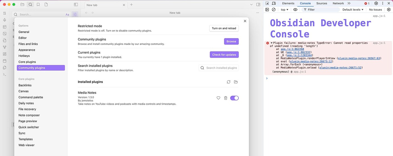 "Media notes" plugin fails to start - Help - Obsidian Forum