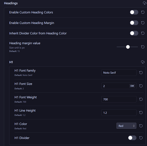 Style Settings for AnuPpuccin headings