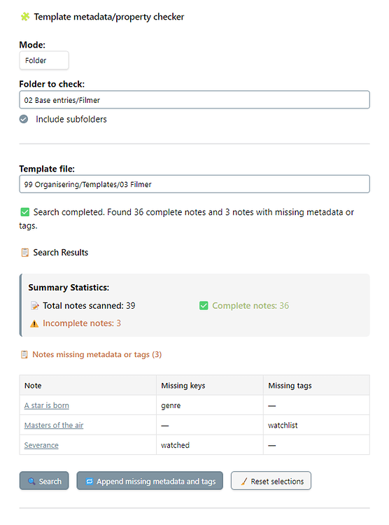 Dataview: Update/append metadata between existing notes from template ...