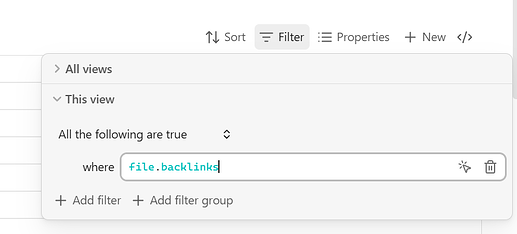 backlinks in Filter