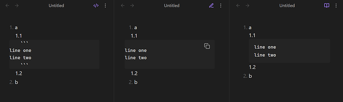 code block in a list