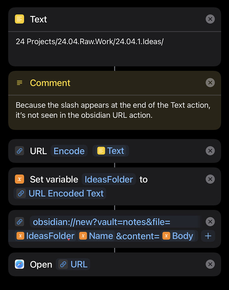 iOS shortcut and URI help - Help - Obsidian Forum