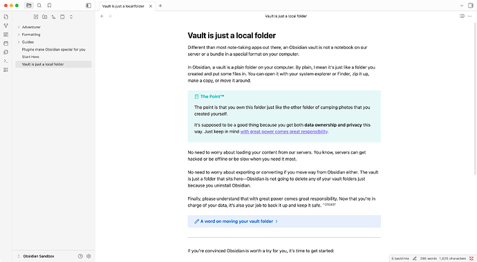 2025-09-22 13.48.33 Obsidian - Vault is just a local folder - Obsidian Sandbox - Obsidian v1.9.13