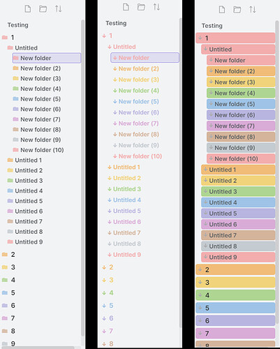 Iterative rainbow folders