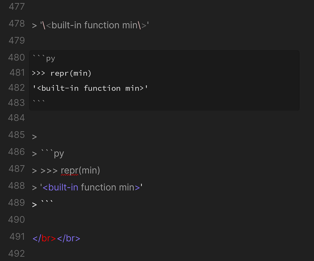 Angle brackets in codeblocks that in blockquotes - Bug graveyard ...