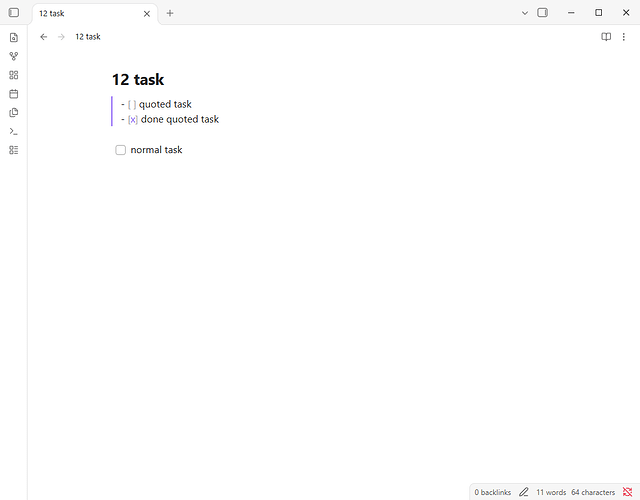Windows Task View Settings Editor: a task inside a blockquote is not styled as a task, though it ...
