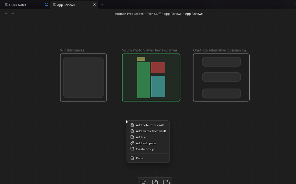 New Nested Canvas Option in Canvas context menu that adds a canvas