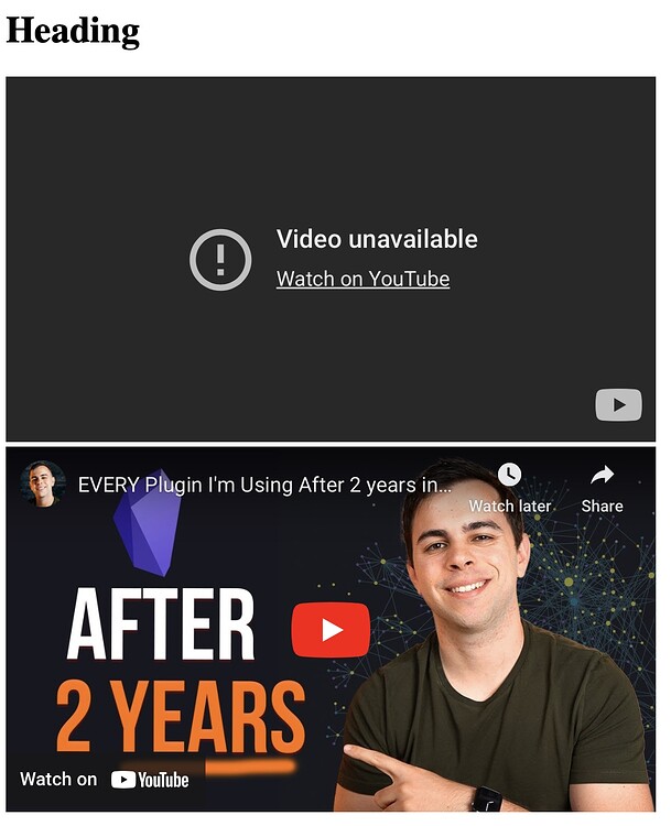 YouTube video unavailable - Help - Obsidian Forum