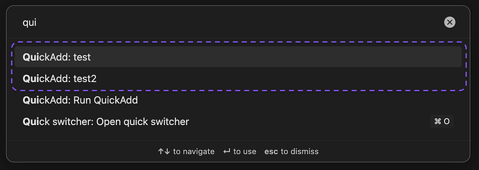 QuickAdd - Command palette temp