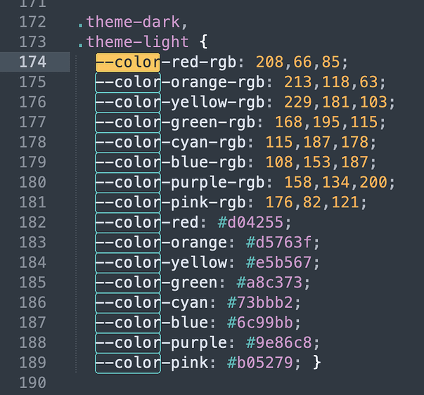 How to invoke Minimal Theme's extended colors in inline style