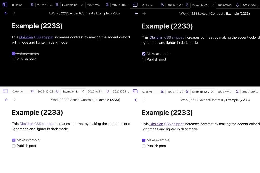 Higher contrast accent color in both light and dark modes (CSS snippet ...