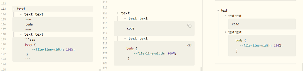 Code Blocks in list not indented (and can't hack with css) - Bug ...
