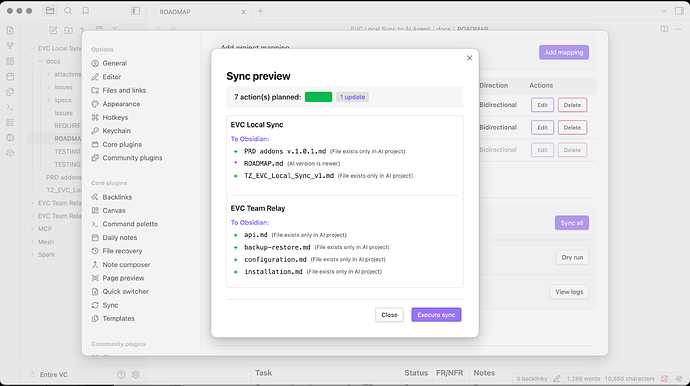 sync preview - dry run