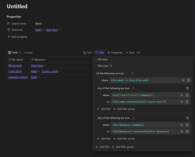 grouped filters for "this" filtering