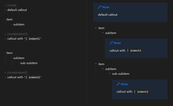 callouts aligned with list items