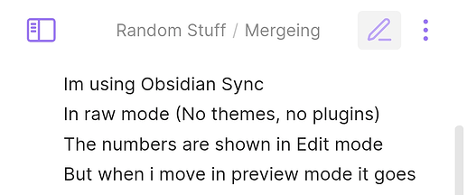 Numbers are gone in Preview mode.