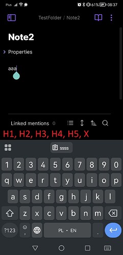 Horizontal header list