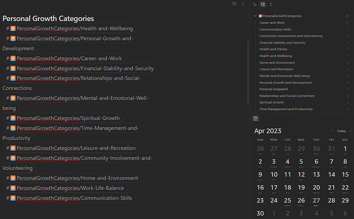 daily journal personal growth  categories obsidian