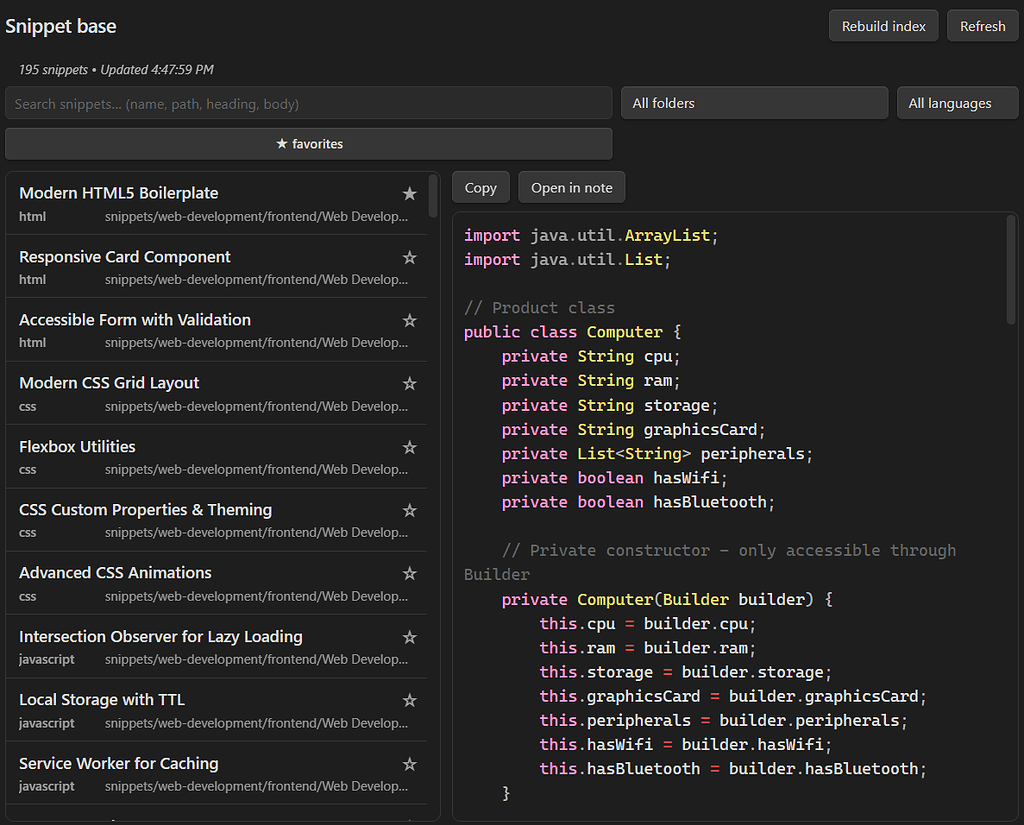 New Plugin: A Code Snippet Organizer - Share & showcase - Obsidian Forum