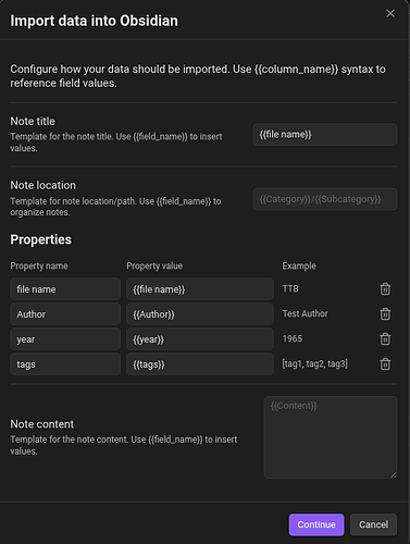 TTB -Import data into Obsidian