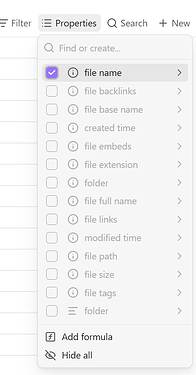 Properties icons
