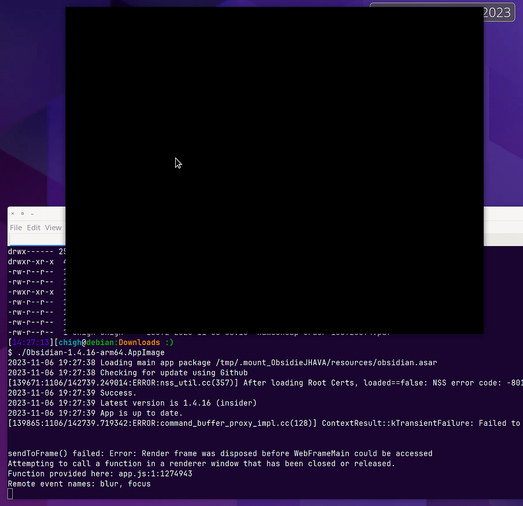 AppImage on Debian 12 arm64 locks up on start - Help - Obsidian Forum
