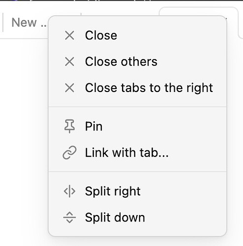 tab right click options