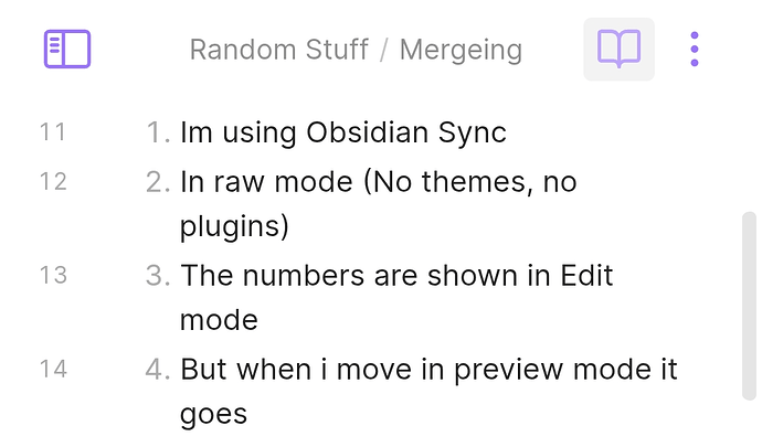 Numbers are shown in Edit Mode.