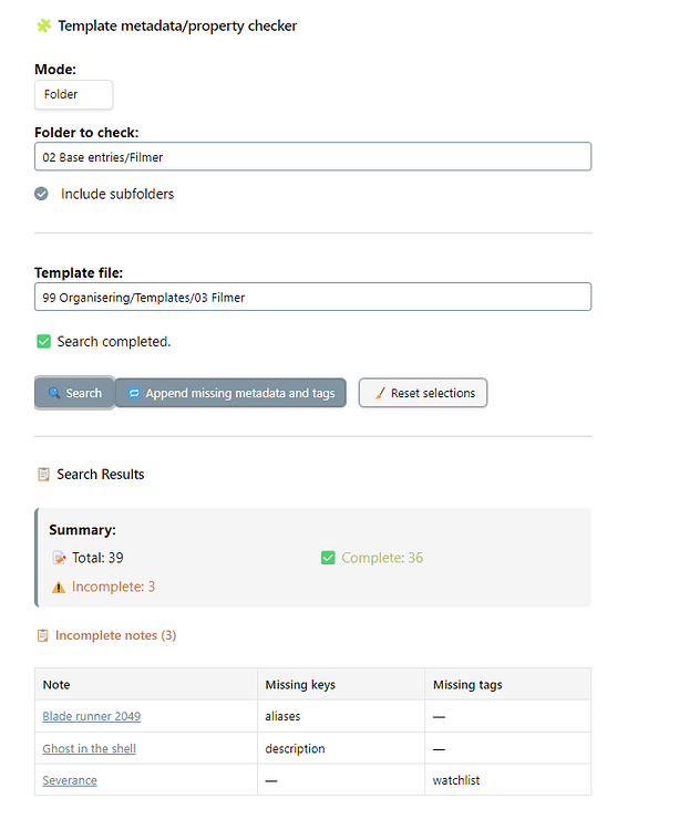 Dataview: Update/append metadata between existing notes from template ...