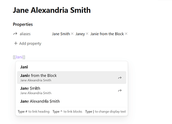 selecting a note alias