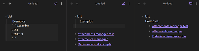 Source mode, Live Preview, and Reading