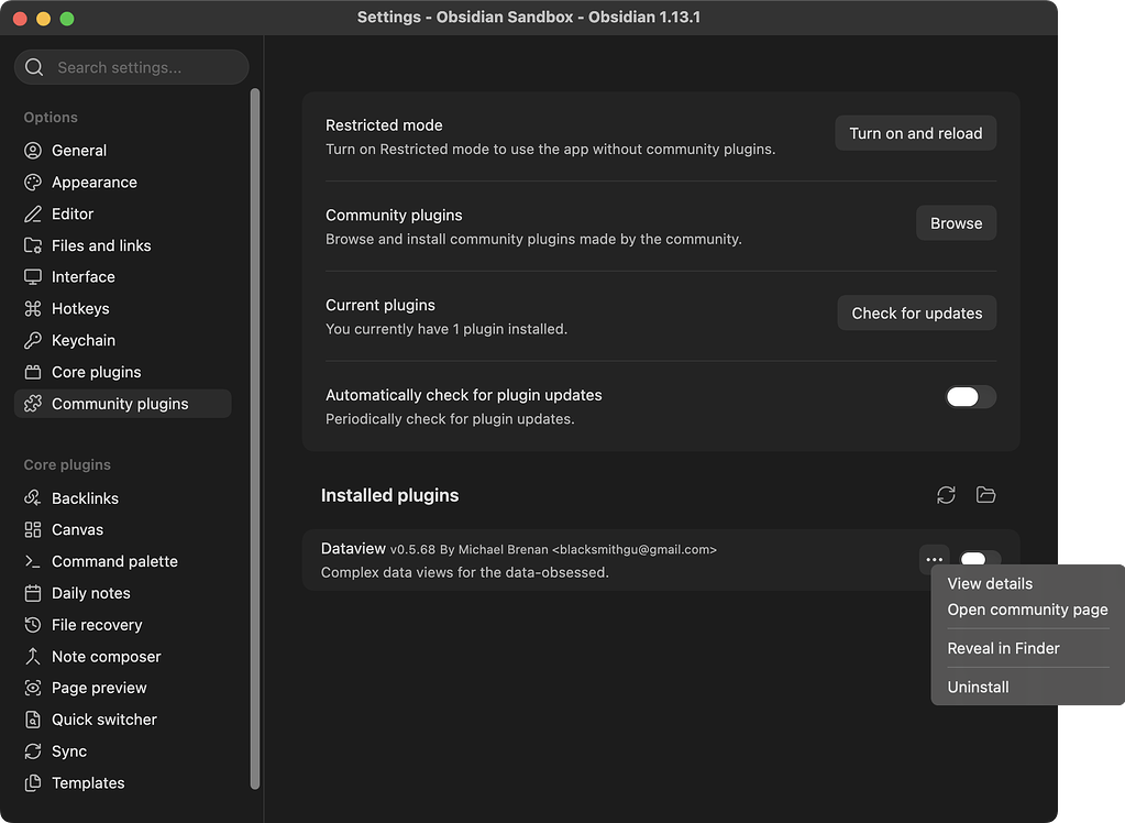 Plugin settings menu item visibility when disabling/enabling - Bug ...
