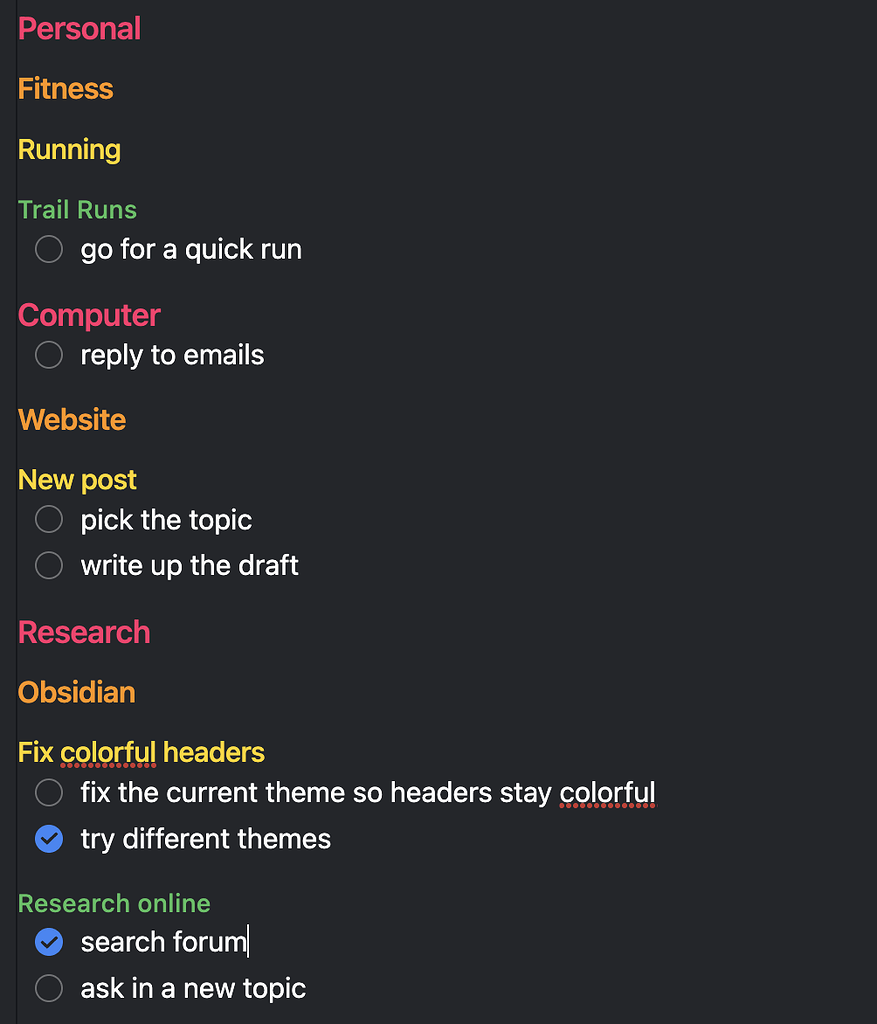 Keep colorful headings when they