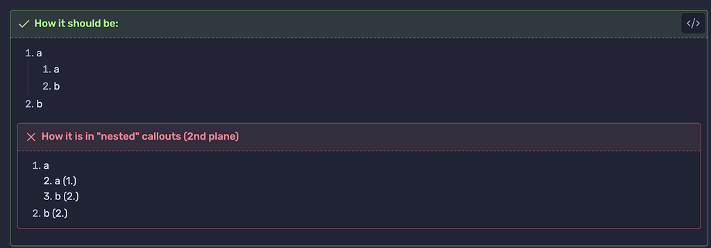 Lists inside nested callouts are buggy now - Bug graveyard - Obsidian Forum