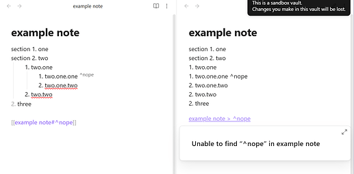 not a list: source mode (left) and reading view (right)