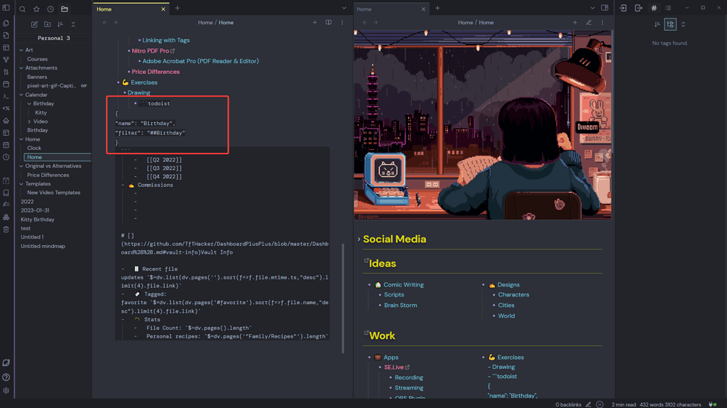 How to use Todoist Sync Plugin in a Page that already has alot of stuff ...